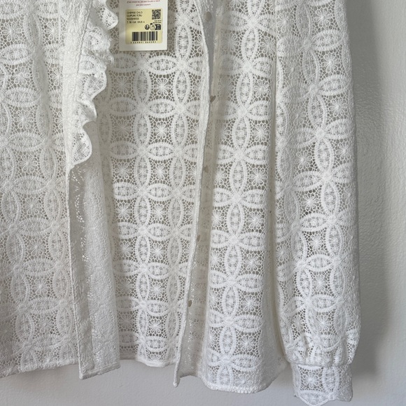 Sezane White Lace Blouse with Ruffle Detail - Picture 6 of 7
